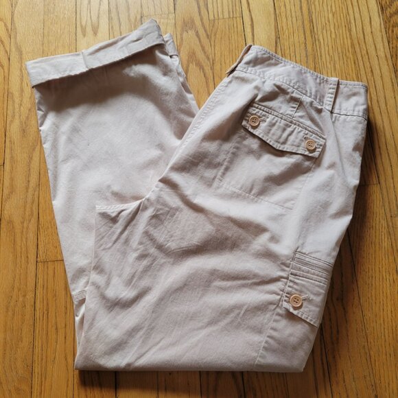 Talbots Womens Size 14 Beige Cargo Pants Signature Cotton Blend - Picture 2 of 8
